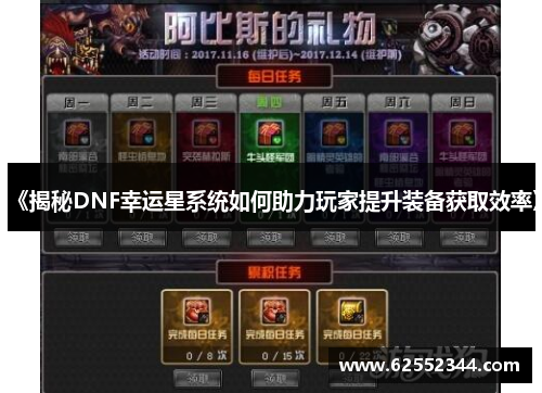 《揭秘DNF幸运星系统如何助力玩家提升装备获取效率》